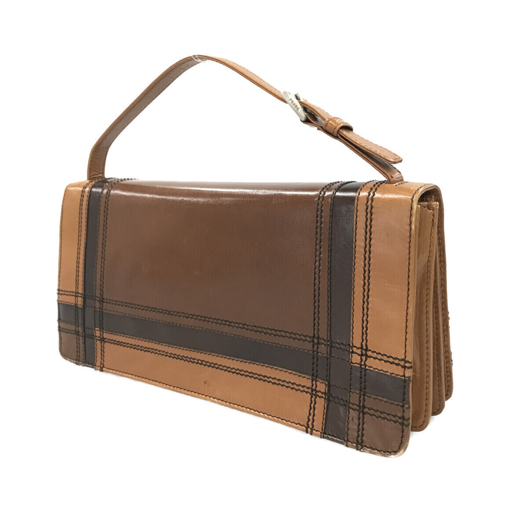 Prada Stripe Bag Brown patchwork Shoulder leather